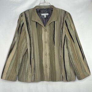 Hulda Bridgeman Ribbon Jacket Vertical Textured Stripe Straited Art To Wear Sz M